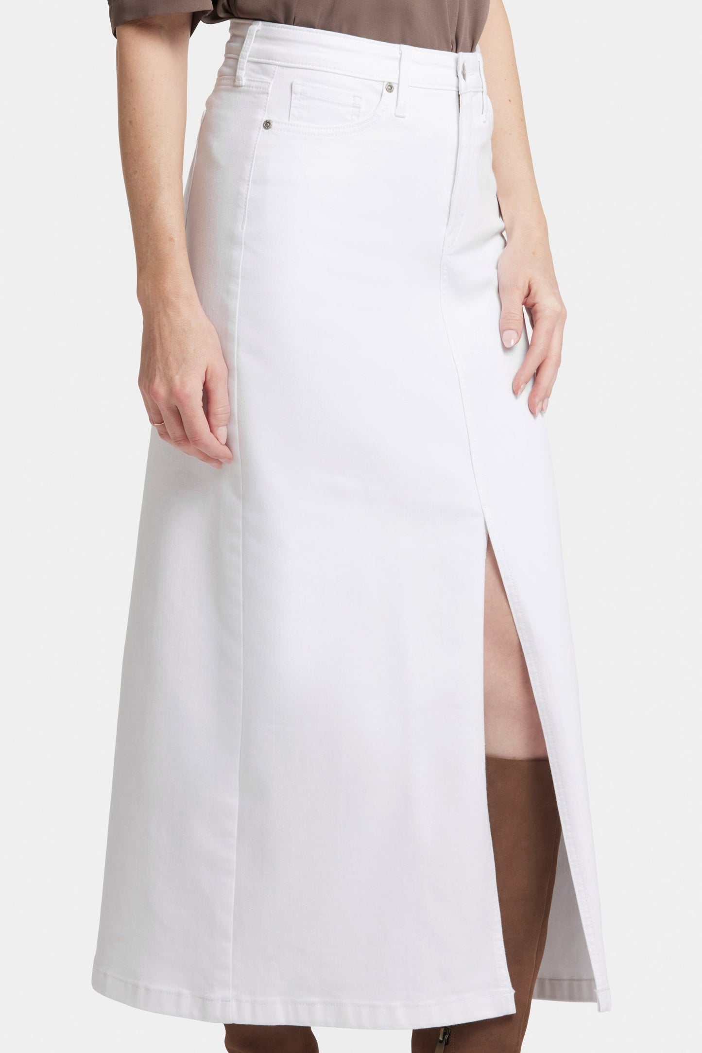 Lange Rok met hoge taille en een split | Wit