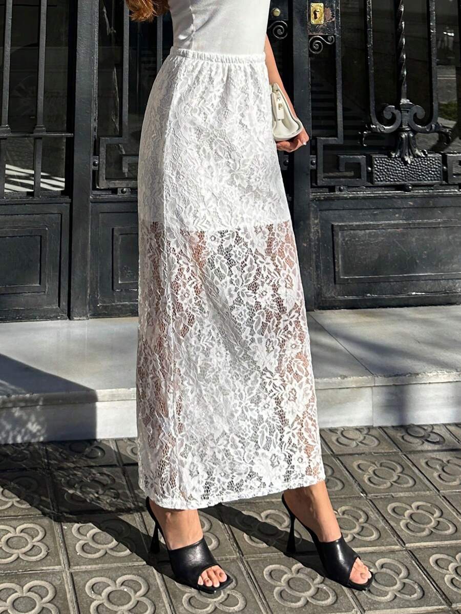 Lace Flare Maxi Rok