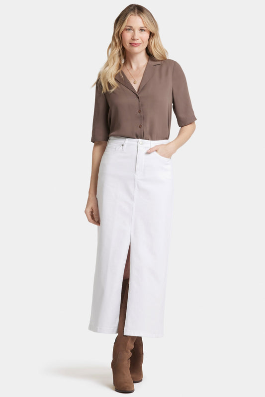 Lange Rok met hoge taille en een split | Wit