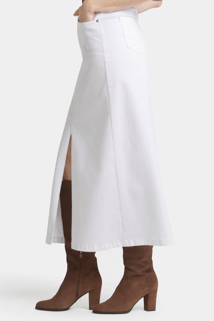 Lange Rok met hoge taille en een split | Wit