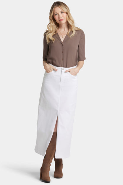 Lange Rok met hoge taille en een split | Wit