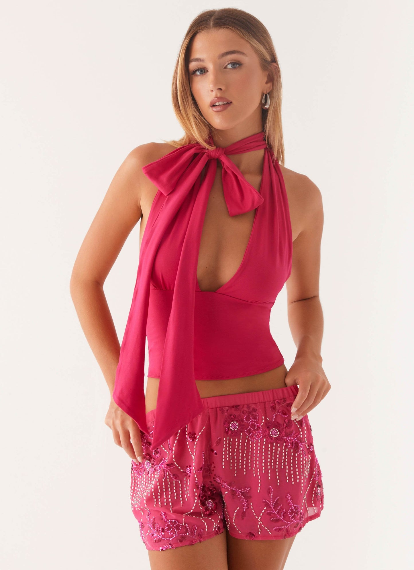 Sequin Mini Shorts - Magenta