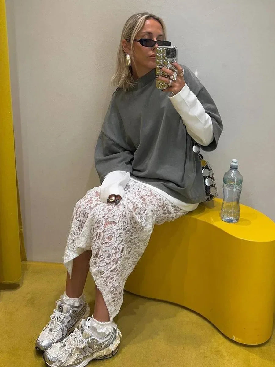 Lace Flare Maxi Rok
